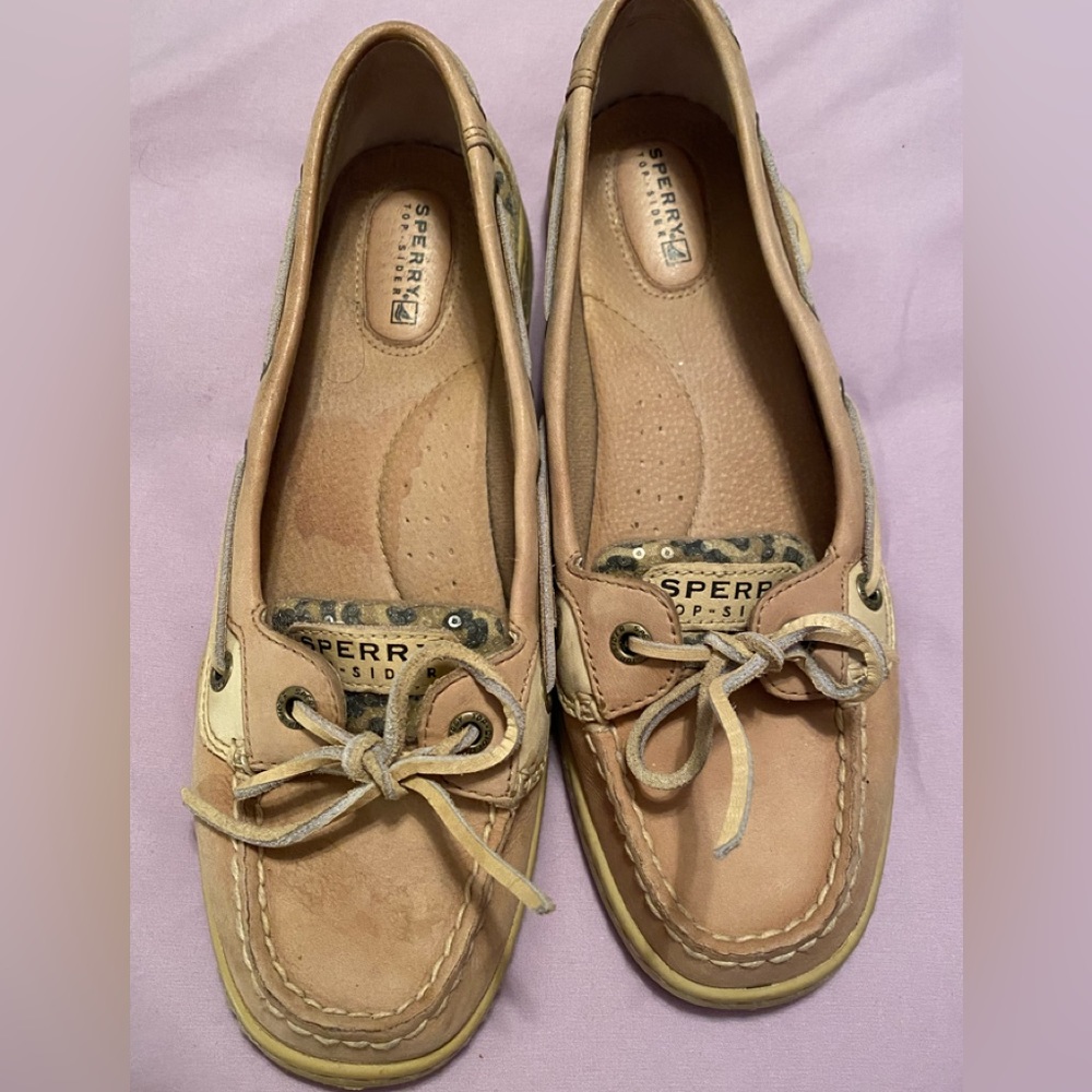 Sperry Angelfish sequin leopard boat shoes